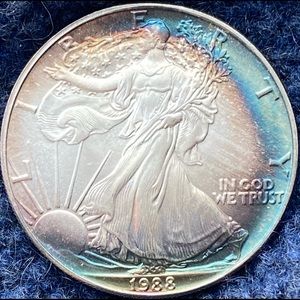 1988P Better Date Walking Liberty - Silver Dollar - Toned
